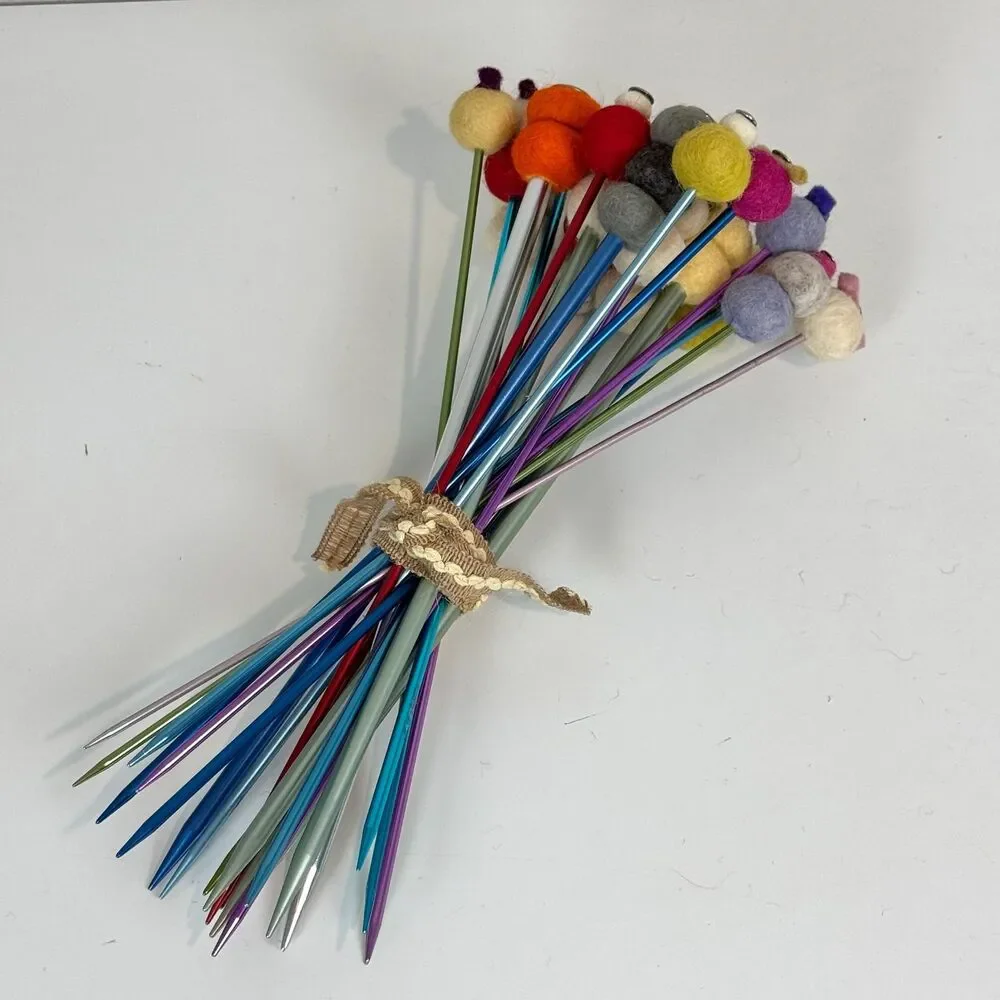 Handmade Felted Flower Bouquet 21 Stems Multicolor 14”